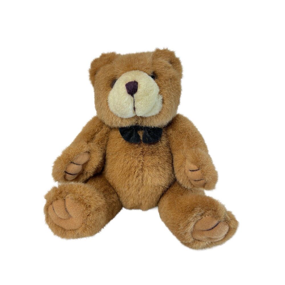 Steven Smith Vintage Brown Teddy Bear with Bow Tie Stuffed Animal Gift